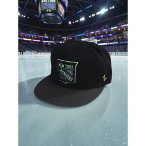 Zephyr New York Rangers Snapback Cap w/High Crown, Flat Bill  Color: Black